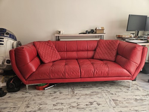Sofa set red leather modern - red,