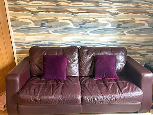 Dfs aubergine leather seater - leather, 3