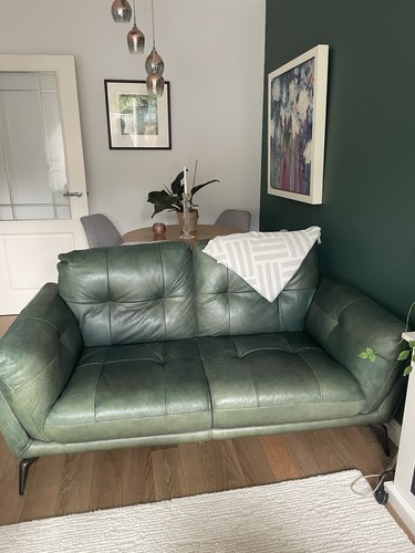 Green leather sofas - green, with