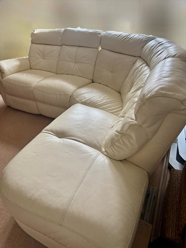Dfs cream leather corner sofa - dfs,
