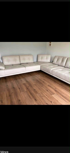 Dfs cream leather corner - leather, sofa