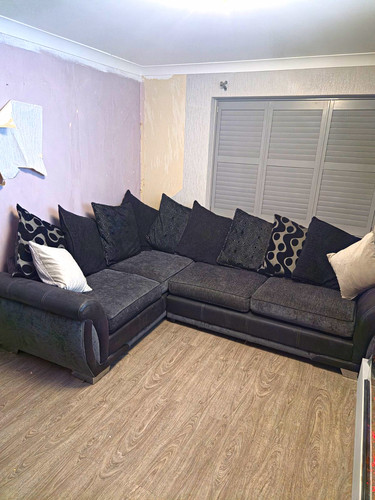 Dfs grey fabric corner sofa - fabric,