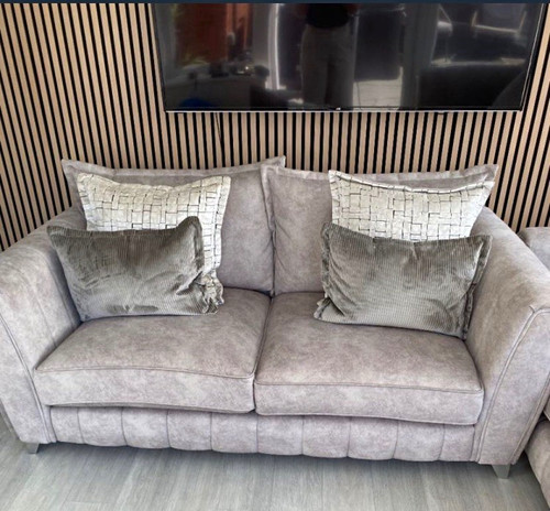 Dfs beige faux suede seater - suede,