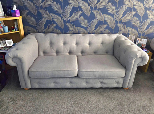 Grey fabric chesterfield - grey, 2