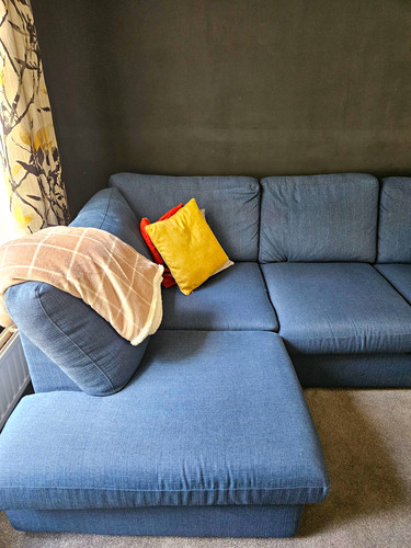 Dfs blue fabric corner sofa - dfs,