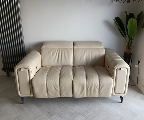 Dfs cream leather seater - dfs, 2