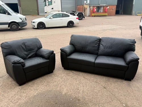 Dfs black leather seater - black,