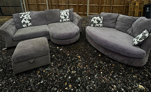 Dfs grey fabric sofa set - grey,