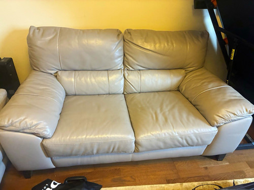 Dfs grey leather seater - grey, sofa