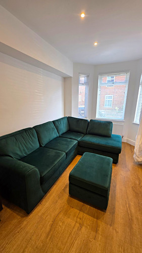 Dfs green velvet corner sofa - velvet,