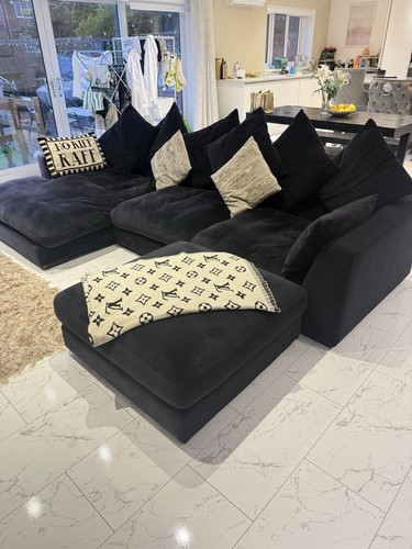 Suede black corner - sofa, with