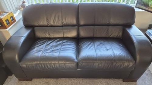 Black leather seater - black, 2-seater