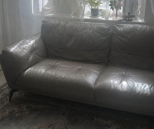 Dfs grey leather seater - dfs, sofa