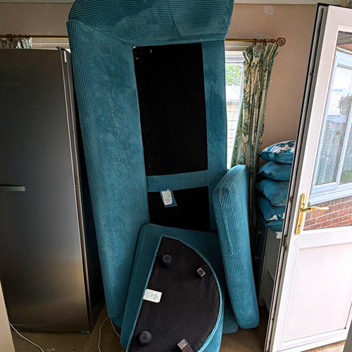 Dfs teal shaped sofa - l-shaped, 210cm