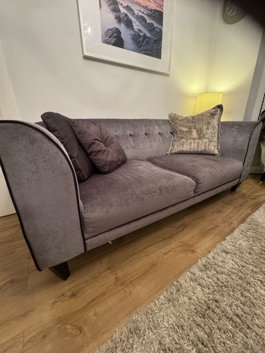 Dfs stylish grey velvet sofa - stylish,