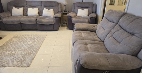 Dfs grey fabric recliner sofa - fabric,
