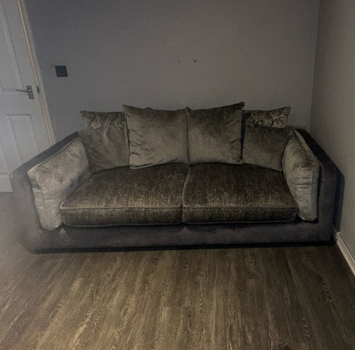Dfs grey velvet seater sofa - 3,