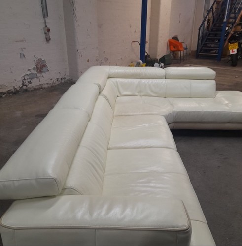 Dfs beige leather corner - corner, sofa