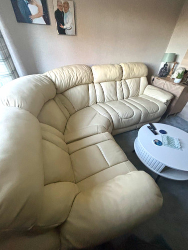 Dfs cream leather corner sofa - dfs,