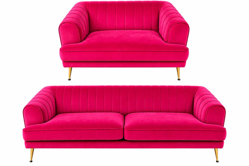 Dfs pink velvet sofa set - velvet, 1